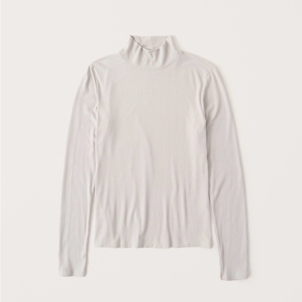 Abercrombie & Fitch Slim Ribbed Mockneck Long Sleeve Top